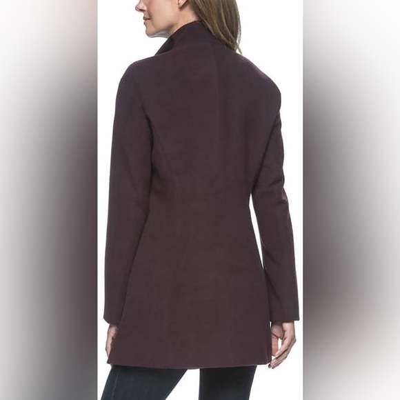 Andrew Marc Women's Asymmetrical Zip Wing Collar Long Coat - Picture 4 of 5